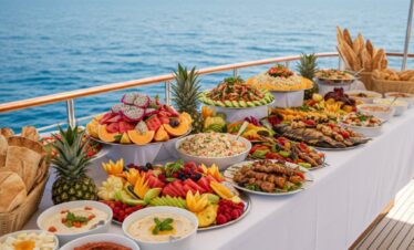 Open buffet lunch on a Red Sea boat