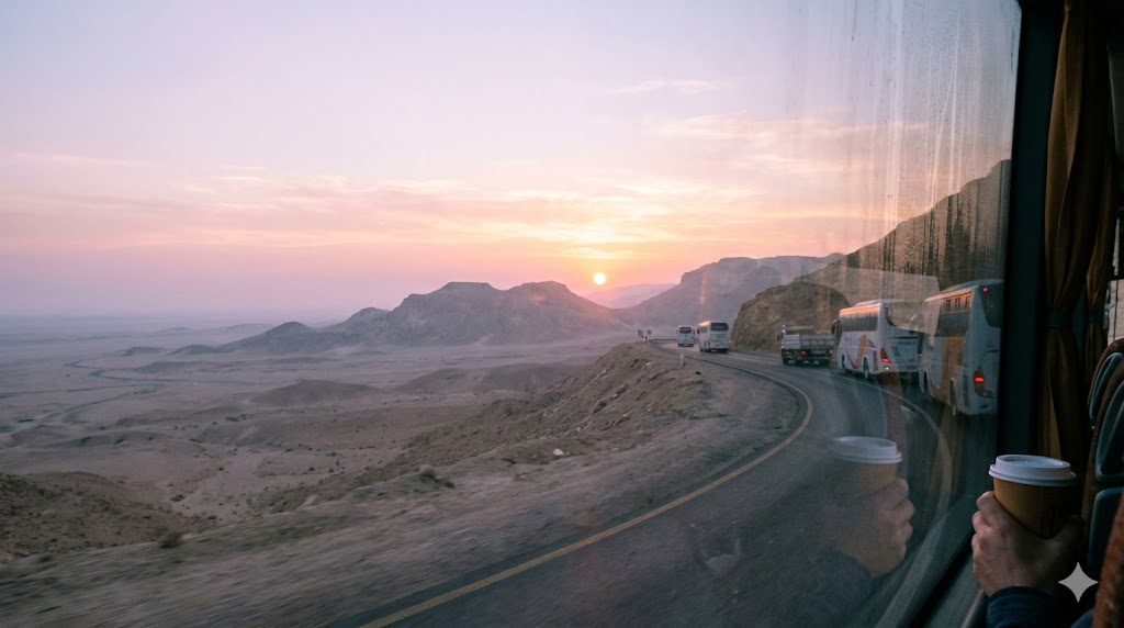 Driving from Hurghada to Cairo at dawn