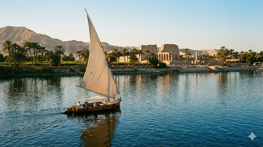 Crossing the Nile River in Luxor