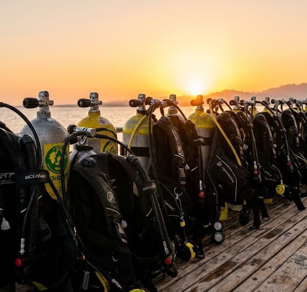 Professional scuba gear on a boat