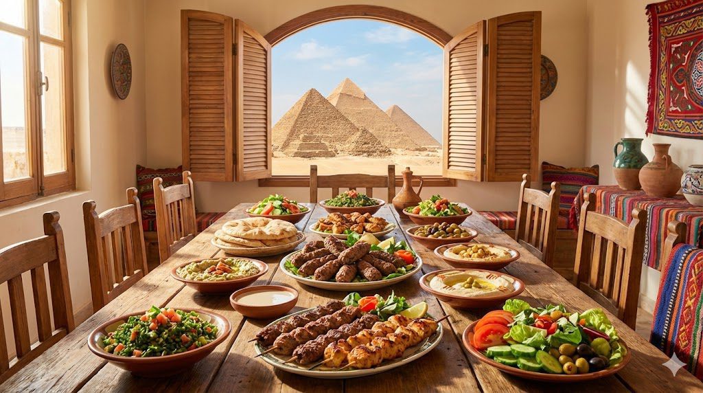 Lunch with a view of the Pyramids